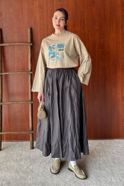 Antrasit Kraşlı Balon Etek