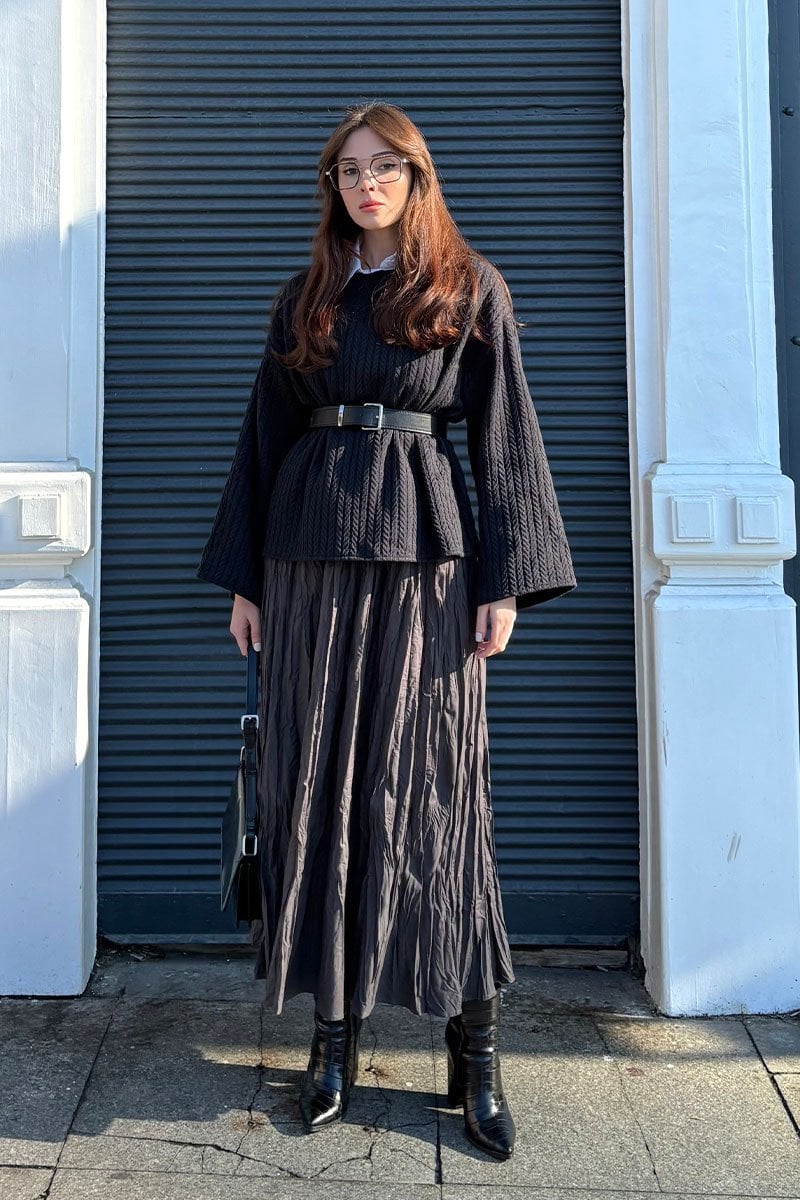 Antrasit Kraşlı Balon Etek