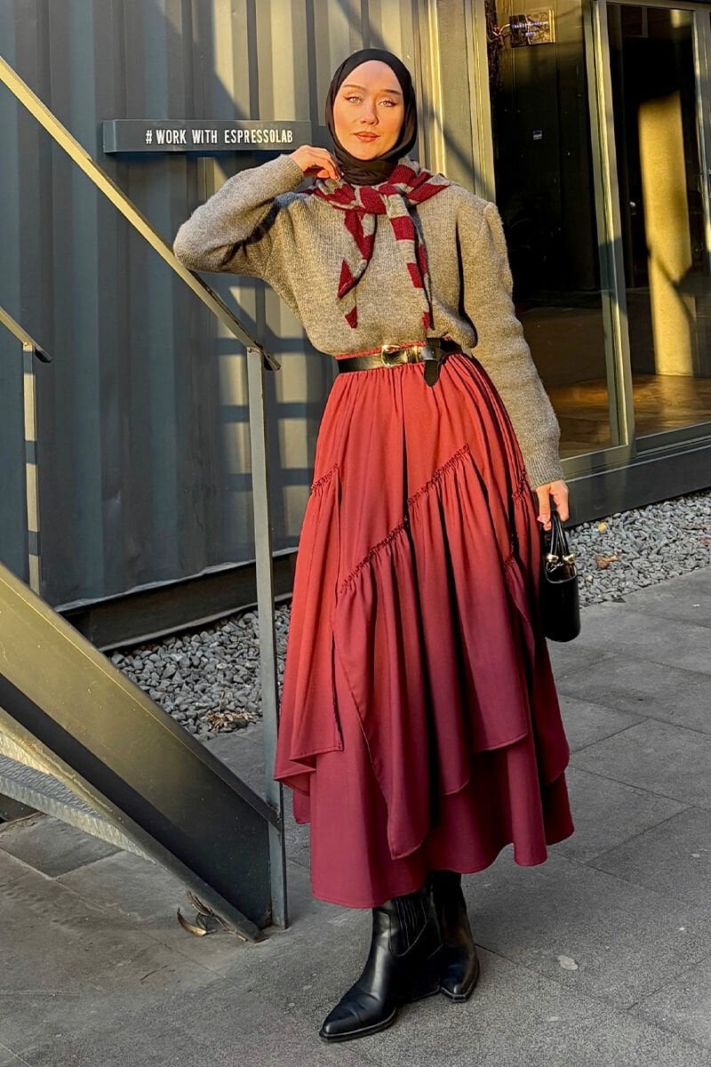 Bordo Poliviskon Bohem Kat Etek