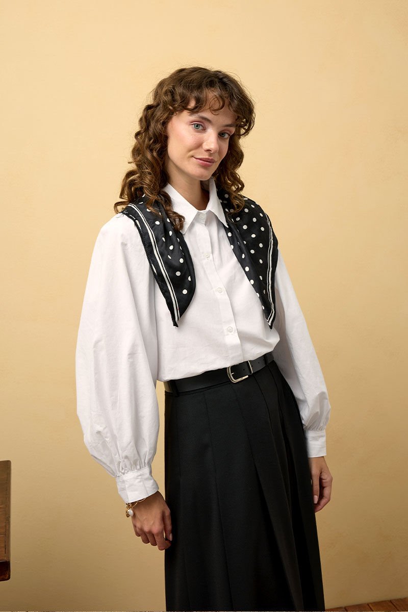 Beyaz Klasik Yaka Crop Gömlek