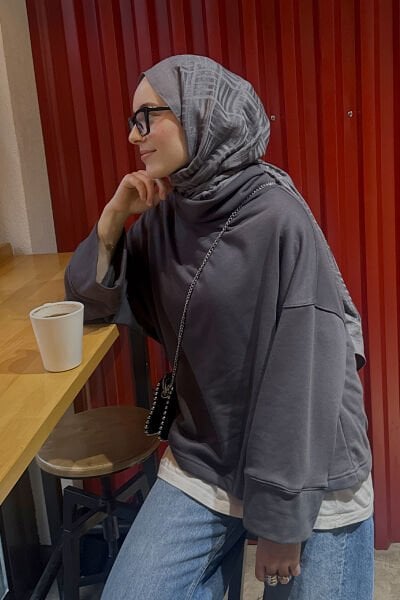 Antrasit Dik Yaka Kışlık Bluz / bbeyzay1