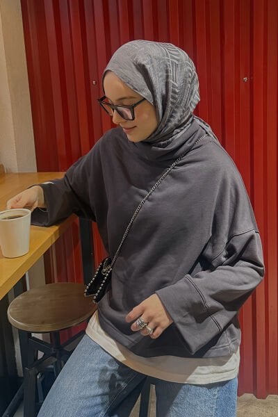 Antrasit Dik Yaka Kışlık Bluz / bbeyzay1