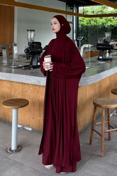Bordo Viskon Üçlü Takım