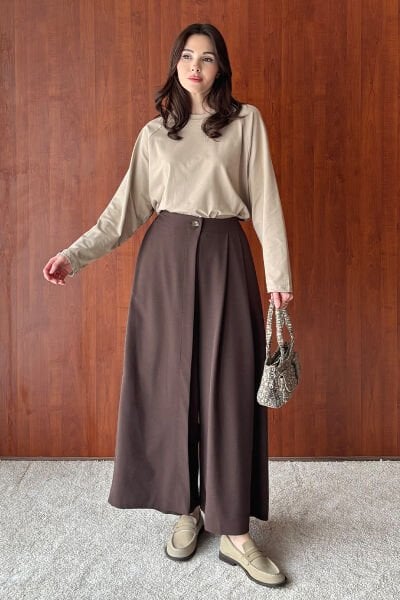 Acı Kahve Poliviskon Etekli Pantolon