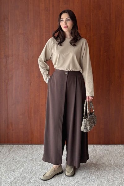 Acı Kahve Poliviskon Etekli Pantolon