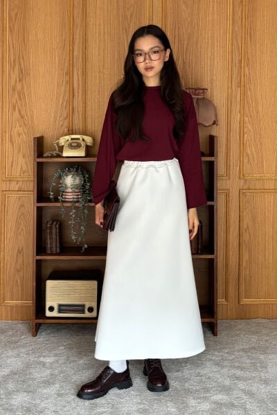 Bordo Body & Ekru Scuba Etek Takım