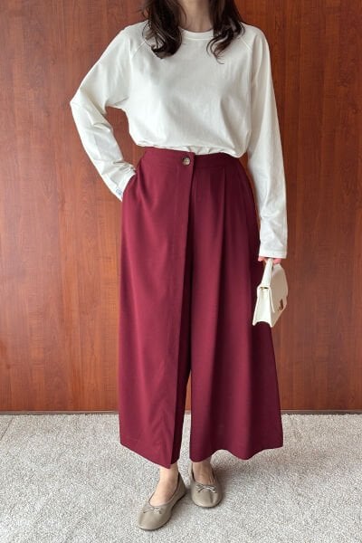 Bordo Poliviskon Etekli Pantolon