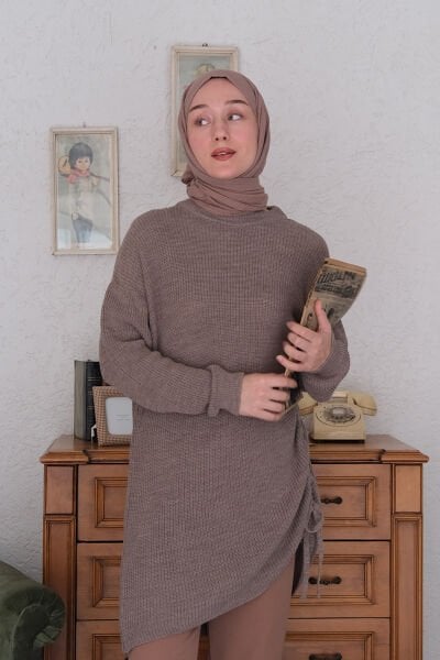 Vizon Bağcıklı Triko Tunik