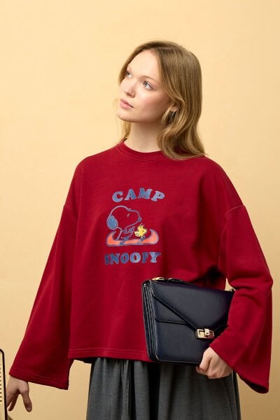 Bordo Snoopy Baskılı 3 ip Body