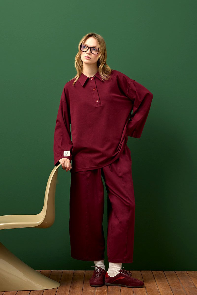 Bordo Suprem Şalvar Takım