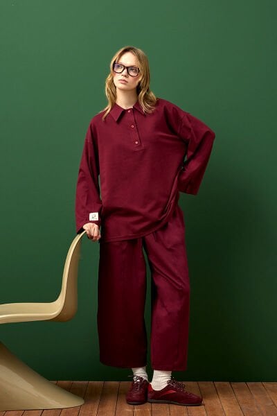 Bordo Suprem Şalvar Takım