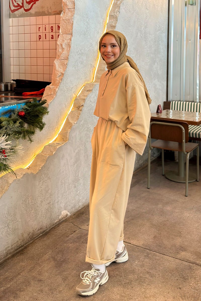 Bej Suprem Şalvar Takım