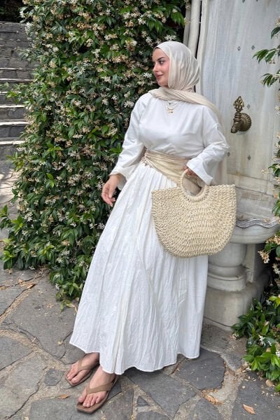 Beyaz Kraşlı Balon Etek / ZEHRA