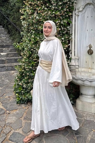 Beyaz Kraşlı Balon Etek / ZEHRA