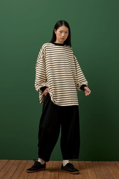 Siyah Çizgili Sweat & Şalvar Pantolon Takım