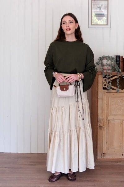 Haki Body & Krem Çapraz Kat Etek Takım